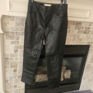 We The Free Black Faux Leather Cropped Ankle Pants